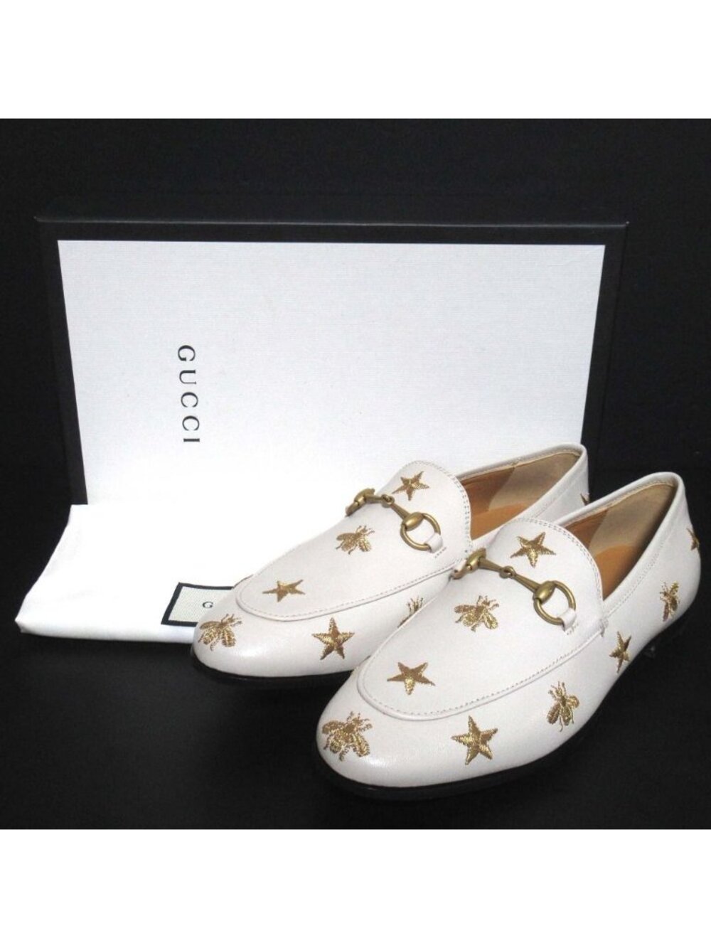 Gucci Jordan Embroidered Horsebit Slip on Loafers 38 Ivory - Picture 12 of 12